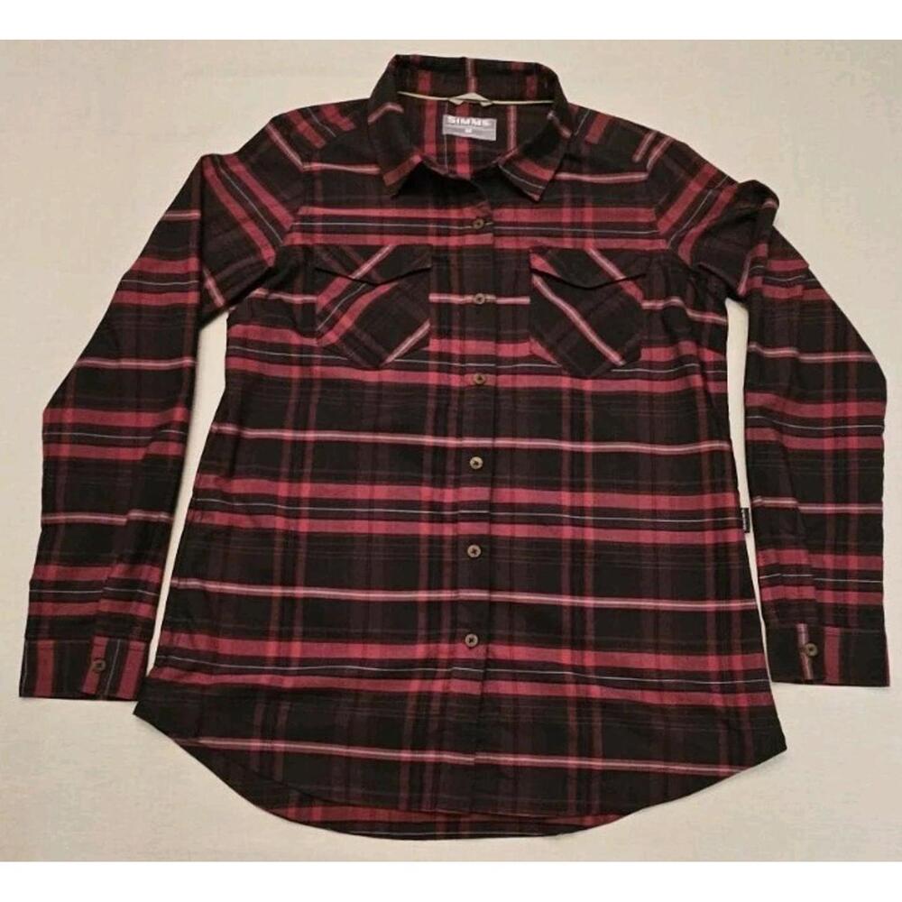 Simms Womens Shirt Medium Plaid Lightweight Fishing Cotton‎